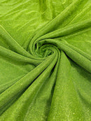 Shimmer Glitter Fabric - Lime Green - Luxury Sparkle Stretch Solid Fabric Sold By Yard