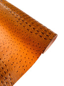 Orange Ostrich Gator Embossed Vinyl Fabric By The Yard, Crocodile Ostrich Vinyl Leather Upholstery