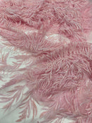 Pink Beaded Fabric by the yard, Bridal beaded, Damask Pattern With Beads and Sequin (Copy)