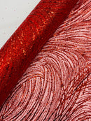 Red Glitter Mesh Lace Fabric Prom/Dress By The Yard