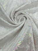 White Iridescent Illusion Anaconda Foil Printed On Stretch Velvet - Sold By The Yard
