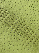 Olive Green Ostrich Gator Embossed Vinyl Fabric By Yard, Crocodile Ostrich Vinyl Leather Upholstery
