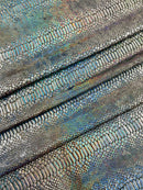 Black Iridescent Illusion Anaconda Foil Printed On Stretch Velvet - Sold By The Yard