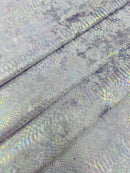Lilac Iridescent Illusion Anaconda Foil Printed On Stretch Velvet - Sold By The Yard