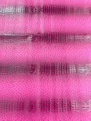 Fuchsia Ostrich Gator Embossed Vinyl Fabric By Yard, Crocodile Ostrich Vinyl Leather Upholstery