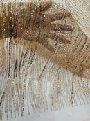 Rose Gold Glitter Mesh Lace Fabric Prom/Dress By The Yard