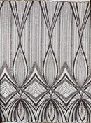 Brown Embroidery Beaded Fabric By The Yard