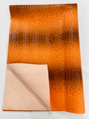 Orange Ostrich Gator Embossed Vinyl Fabric By The Yard, Crocodile Ostrich Vinyl Leather Upholstery