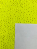 Neon Yellow Ostrich Faux Leather Upholstery By The Yard, Ostrich Embossed Vinyl Leather 54" Wide