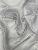 Silver Shine Ultra Glossy Shimmer Bridal Organza By Yard, Liquid Crystal Organza Fabric