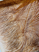 Burnt Orange Glitter Mesh Lace Fabric Prom/Dress By The Yard