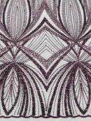 Plum Embroidery Beaded Fabric By The Yard