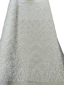 White Fashion Design - Beaded Fabric Embroidered Sequins And Beads Fabric By Yard (Copy)