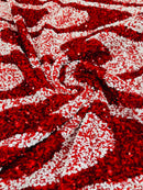 Wavy Line Design Velvet Sequins - Velvet Sequins Fabric 2 Way Stretch 58"- 60" By Yard