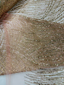 Rose Gold Glitter Mesh Lace Fabric Prom/Dress By The Yard