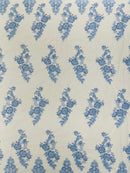 Baby Blue Beaded Fabric - Floral Beads and Sequins Embroidered on a Mesh Sold By Yard