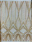 Gold Embroidery Beaded Fabric by Yard
