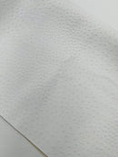 White Ostrich Faux Leather Upholstery By The Yard, Ostrich Embossed Vinyl Leather 54" Wide