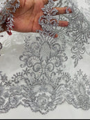 Silver Glitter Mesh Lace Fabric Prom/Dress By The Yard
