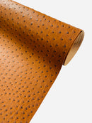 Coñac Ostrich Faux Leather Upholstery By The Yard, Ostrich Embossed Vinyl Leather 54" Wide