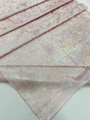 Pink Iridescent Illusion Anaconda Foil Printed On Stretch Velvet - Sold By The Yard