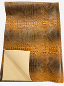 Coñac Faux Crocodile Vinyl Leather Upholstery Fabric By The Yard, Big 3D Crocodile Vinyl Fabric