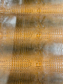 Coñac Faux Crocodile Vinyl Leather Upholstery Fabric By The Yard, Big 3D Crocodile Vinyl Fabric