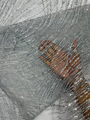 Silver Glitter Mesh Lace Fabric Prom/Dress By The Yard