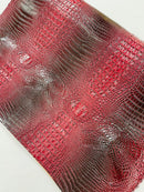 Burgundy Faux Crocodile Vinyl Leather Upholstery Fabric By The Yard, Big 3D Crocodile Vinyl Fabric