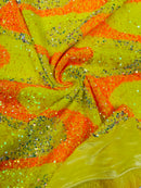 Wavy Line Design Velvet Sequins - Velvet Sequins Fabric 2 Way Stretch 58"- 60" By Yard