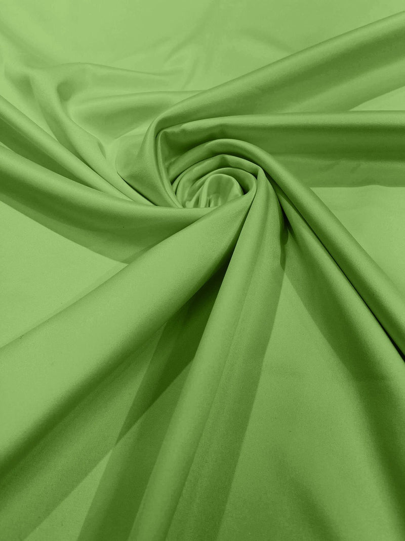 Matte L'Amour Satin - Apple Green - (Peau de Soie) Duchess Fabric For Bridal, Bridesmaid Dress By Yard