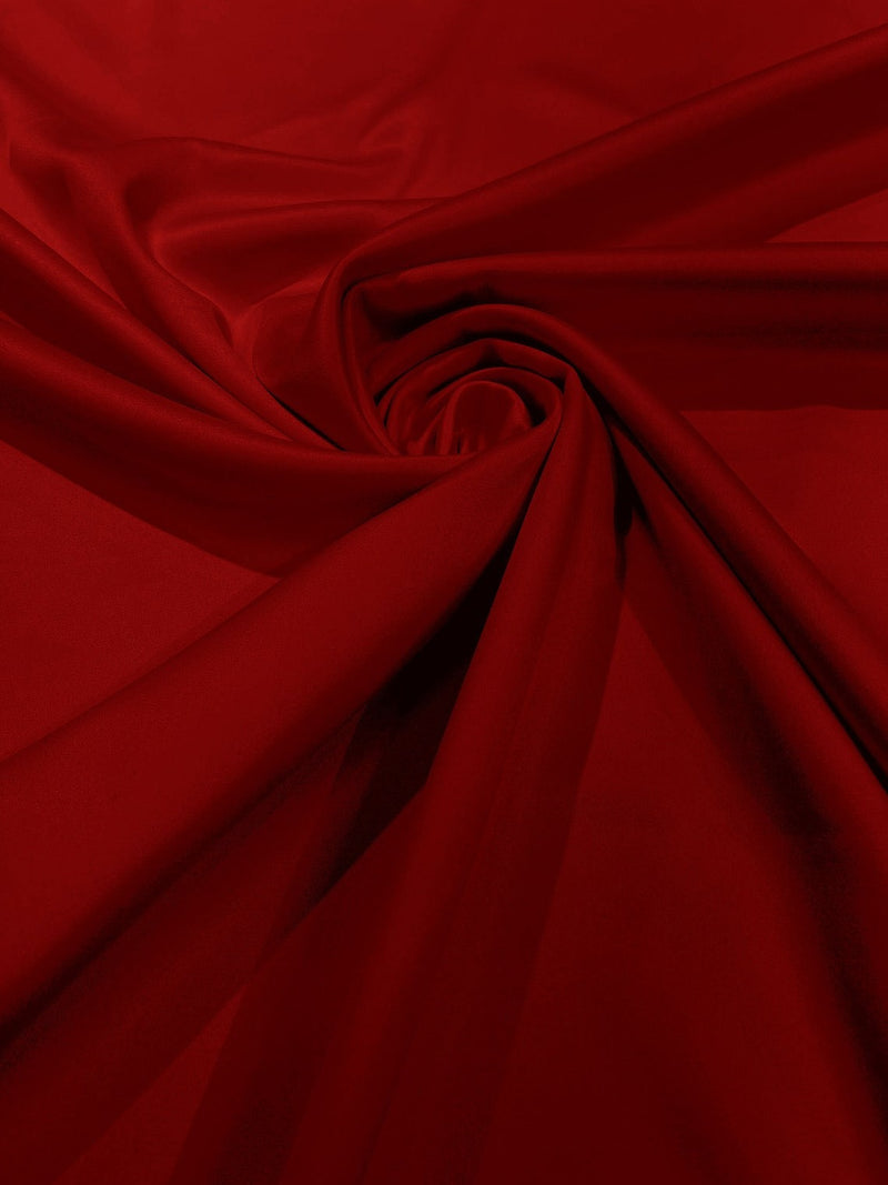 Matte L'Amour Stretch Satin - Apple Red - Stretch Satin Fabric For Bridal, Prom Dress Sold By Yard