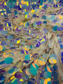 Jumbo Oval Sequins Fabric -  Iridescent Oval Shape Teardrop Sequins Fabric By The Yard (Pick Color)