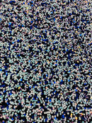 58/60" Velvet Sequins Stretch Fabric - Aqua / Royal Blue - Velvet Sequins 2 Way Stretch Sold By Yard