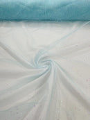 Sparkle Tulle Glitter Fabric - Aqua - Tulle Fabric with Sparkle Glitter Sold By Yard