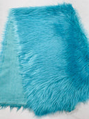 60" Solid Shaggy Faux Fur - Aqua - Long Pile Luxury Shaggy Soft Faux Fur Fabric By Yard