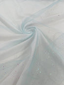 Sparkle Tulle Glitter Fabric - Aqua - Tulle Fabric with Sparkle Glitter Sold By Yard