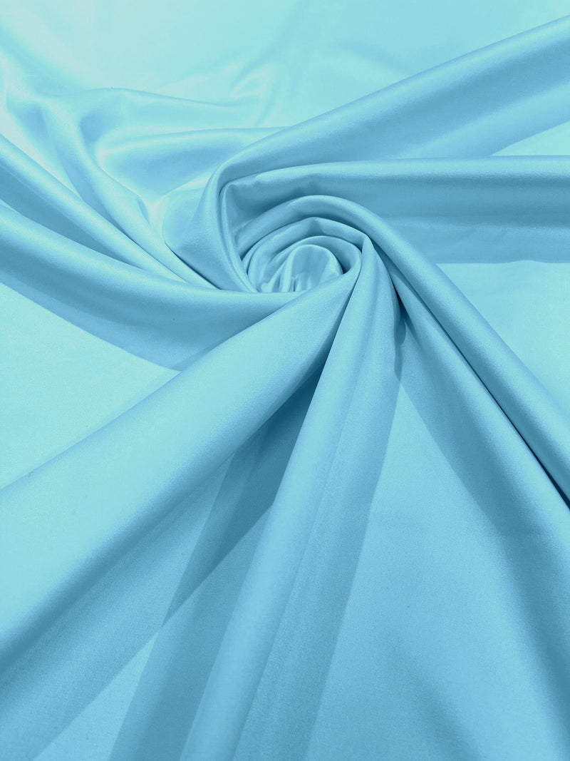 Aqua Blue L'Amour Stretch Satin - Stretch Satin Fabric For Bridal, Prom Dress Sold By Yard