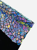 Mirror Sequins Velvet - Aqua Blue Iridescent - Shiny Mirror Cut Sequins on Velvet By Yard