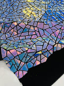 Mirror Sequins Velvet - Aqua Blue Iridescent - Shiny Mirror Cut Sequins on Velvet By Yard