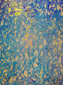 Sword Shaped Sequins - Aqua Iridescent - Hanging Iridescent Sequins On Mesh Fabric By Yard