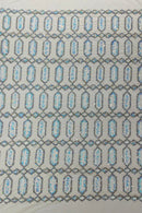 Geometric Stretch Sequin - Aqua Iridescent on Off-White - Fancy Gem Design on Mesh By Yard