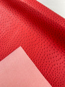 Red Ostrich Faux Leather Upholstery By The Yard, Ostrich Embossed Vinyl Leather 54" Wide