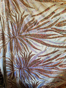 Rose Gold/Clear Sequin - Angel Wing 4 Way Stretch Sequin Fabric