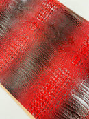 Red Black Faux Crocodile Vinyl Leather Upholstery Fabric By The Yard, Big 3D Crocodile Vinyl Fabric