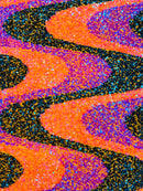 Wavy Line Design Velvet Sequins - Velvet Sequins Fabric 2 Way Stretch 58"- 60" By Yard