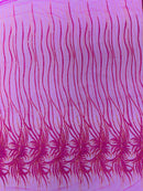 Hot Pink Shiny Glitter Geometric Fabric - Glitter Geometric Design Lace Mesh Fabric By Yard