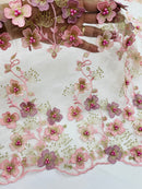 Multi Color 3D Floral Design Sold by the yard