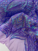 Iridescent Sequin Fabric - Iridescent Lilac - 4 Way Stretch Royalty Lace Sequin By Yard
