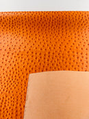 Orange Ostrich Faux Leather Upholstery By The Yard, Ostrich Embossed Vinyl Leather 54" Wide